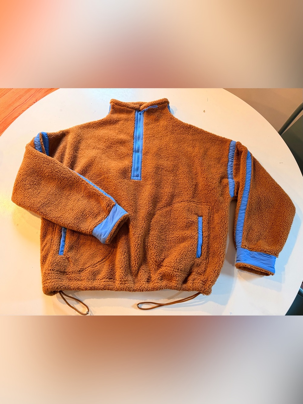 Brown/Blue Sherpa Fleece Half-Zip Pullover
